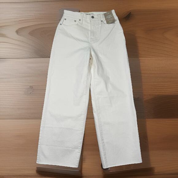 NWT Madewell Perfect Vintage Wide Leg Crop Jeans Size 26 Tile White Cream - Picture 1 of 11